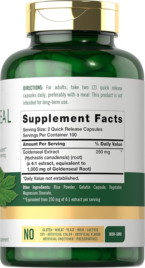 Carlyle Goldenseal Root Capsules | 200 Count | Traditional Herb Supplement | Non-GMO Gluten Free
