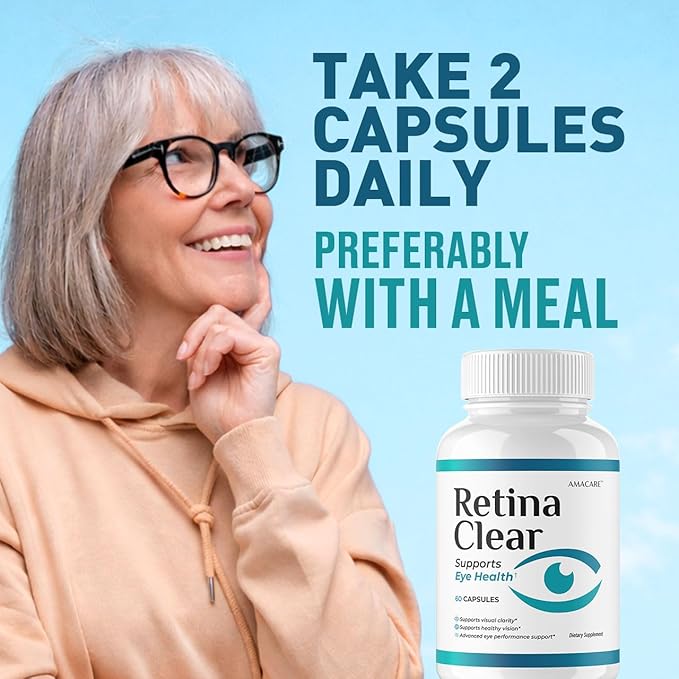 (5 Pack) Retina Clear – Retina Clear Eye Supplement Capsules Reviews Official RetinaClear Vision Support Pills Health Natural Ingredients Vitamin Advanced Formula 300 Capsules for 5 Months