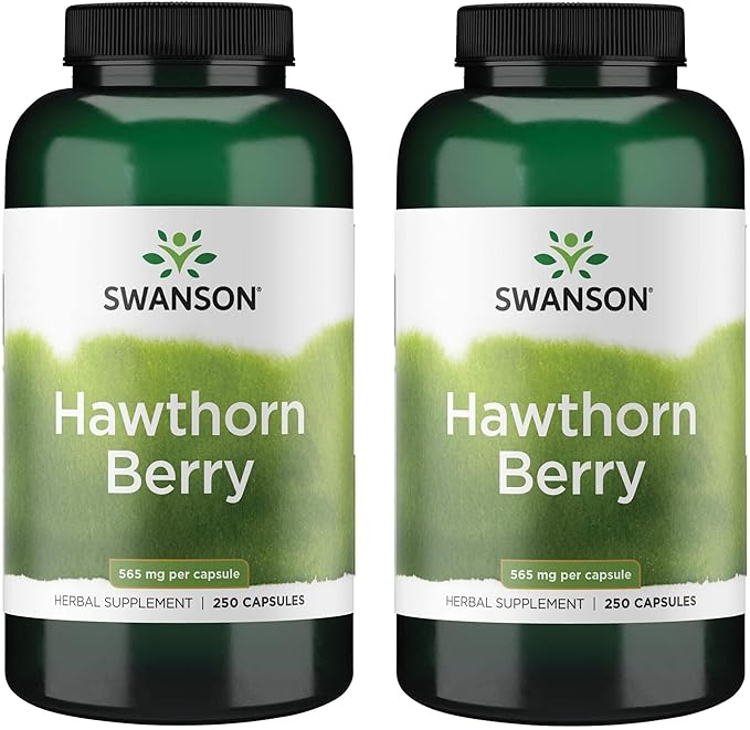 Swanson Hawthorn Berry Supplement- Antioxidant Flavonoids (250 Capsules 565 mg Each) 2 Pack