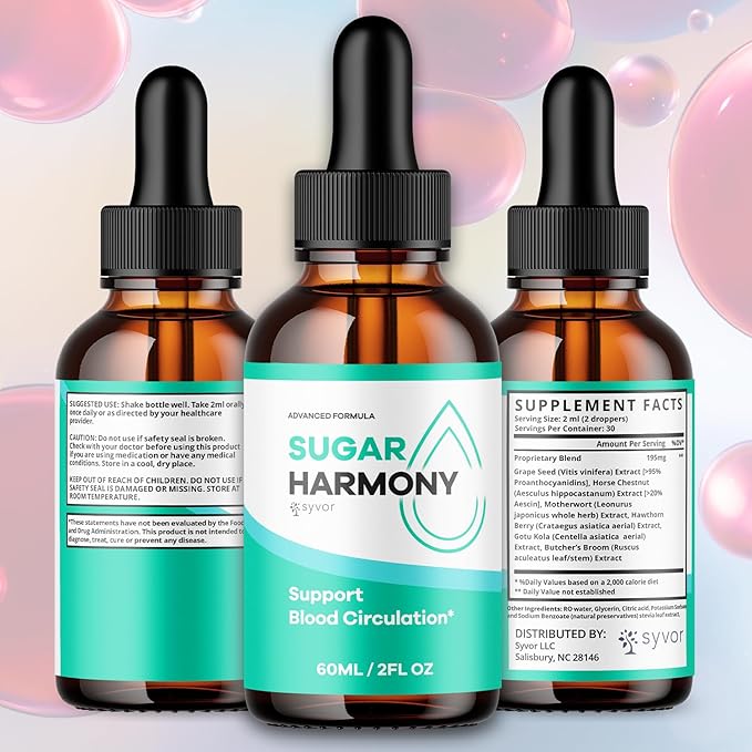 (2 Pack) Sugar Harmony Drops Official SugarHarmony Liquid Drops with All Natural Ingredients Advanced Formula Support Supplement with Maximum Strength Premium Vitamins for Women &amp Men (60 Servin
