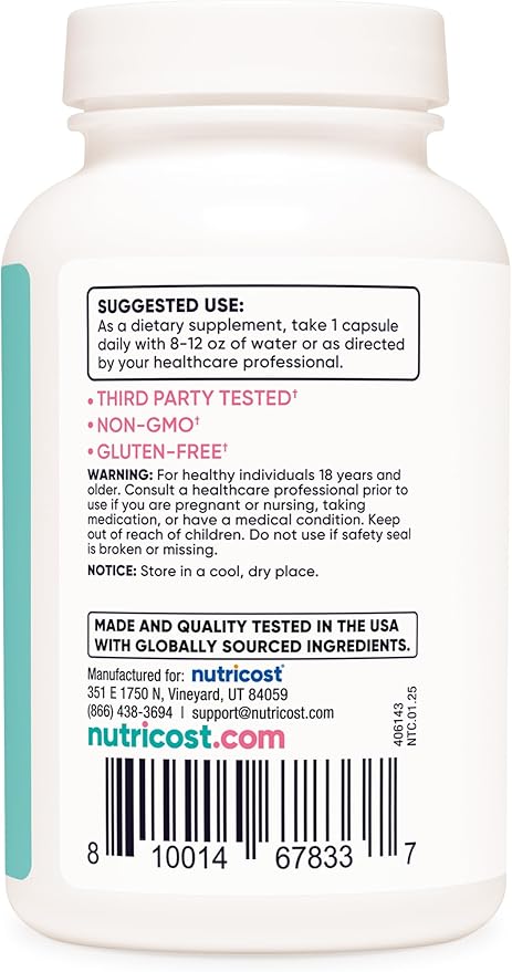Nutricost Diindolylmethane DIM Supplement for Women 400mg 120 Capsules with Dong Quai Calcium &amp Black Cohosh - Vegan Non-GMO and Gluten Free