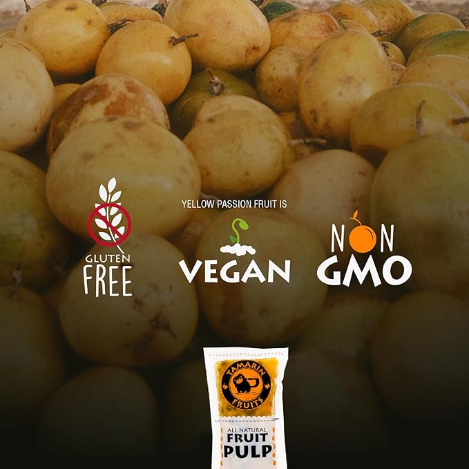 Tamarin Fruits All Natural Frozen Fruit Pulp perfect for Juicing Cocktails Smoothies Desserts and Baking No Sugar Added Gluten Free with No Preservatives - (Yellow Passion Fruit Bulk packaging