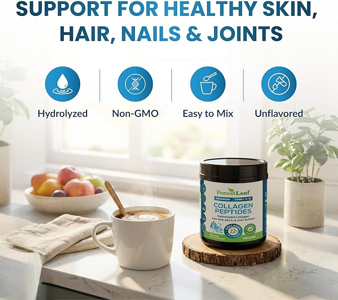 Collagen Peptides Powder Unflavored - Hydrolyzed Collagen Protein Powder Type 1 2 &amp 3 - Grass Fed Keto Collagen Powder for Women &amp Men - Vital Hair Skin Nails Joints Recovery 11g Per Ser