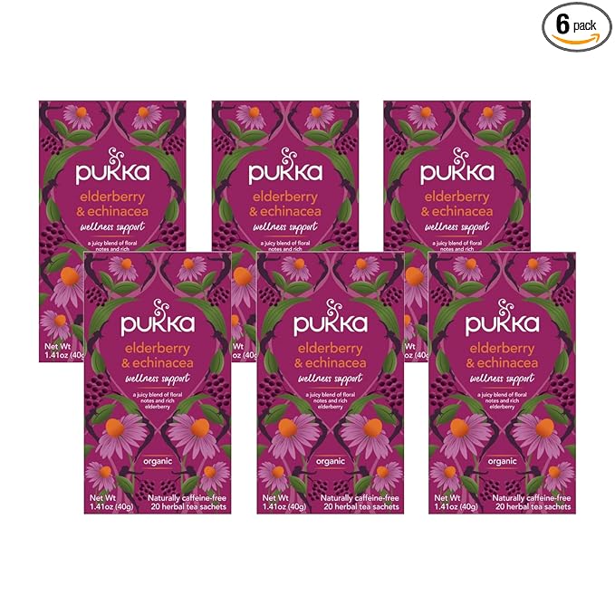 Pukka Elderberry &amp Echinacea Herbal Tea 20ct (Pack of 6)