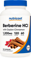 Nutricost Berberine HCl with Ceylon Cinnamon Capsules (120 Capsules 60 Servings) - Non-GMO Animal-Free Product