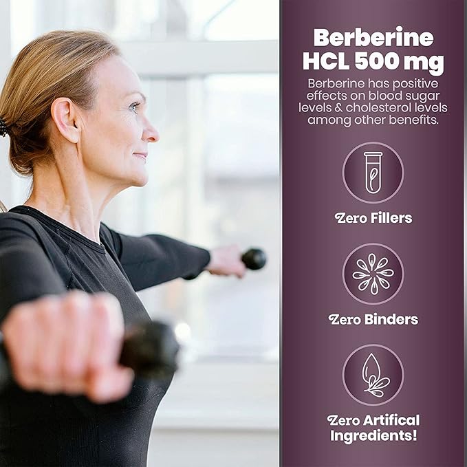 Simply Natures Pure Premium Berberine HCl 500mg - 120 Capsules - Cardiovascular Gastrointestinal Immune Support - Chromium Cinnamon (Pack of 2)