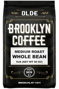 BROOKLYN COFFEE Whole Bean Classic Medium Roast (5lb) Balanced Smooth Mellow - Fresh Bulk Coffee Beans Roasted Weekly in NYC