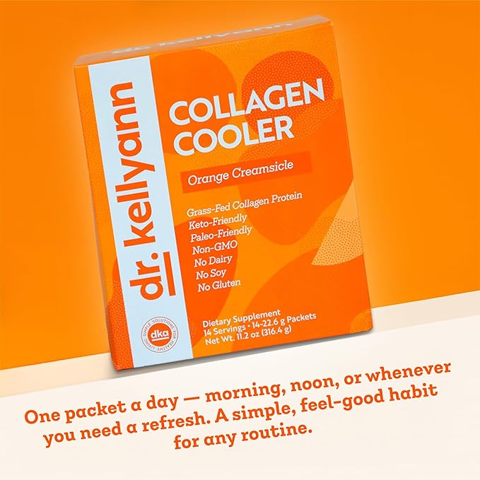 Dr. Kellyann Collagen Cooler – Orange Creamsicle | 15g Grass-Fed Collagen Protein per Serving | Keto &amp Paleo Friendly Non-GMO Dairy-Free | 14 Servings