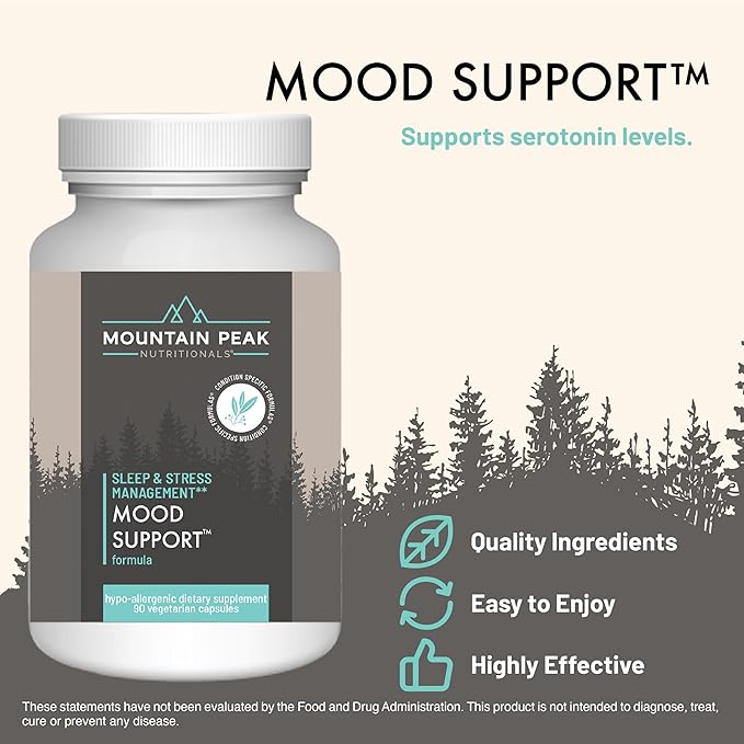 Mountain Peak Nutritionals Tranquility &amp Mood Support Formula Bundle - Supports Brain Health Stress Relief Sleep &amp Serotonin Levels - Hypoallergenic Dietary Supplement (2 Pack 90 Capsules E