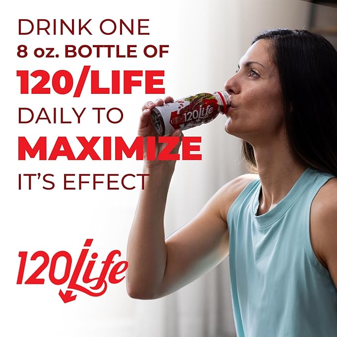 120/Life Blood Pressure Support Beet Root Juice Pomegranate Extract Cranberry Juice Tart Cherry Hibiscus and Magnesium (8 Fl Oz Pack of 28) - Gluten-Free &amp Vegan