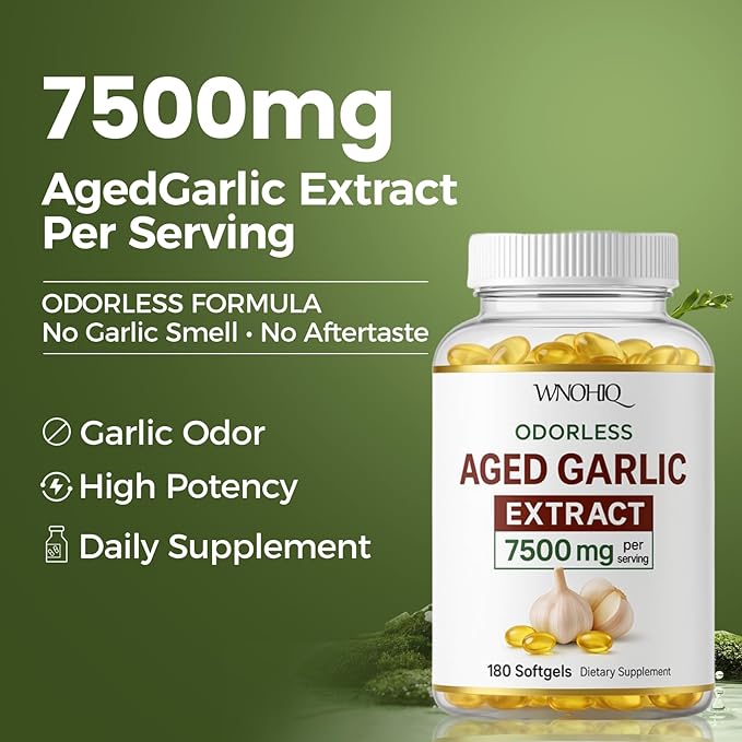 Aged Garlic Extract - 7500mg Odorless | Garlic Supplements 360 Softgels | Odorless Aged Garlic Capseles for Supports Immune Health | Organic Non-GMO Gluten-Free (2)