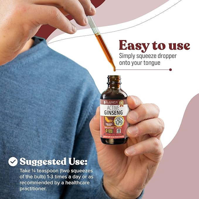 Active Ginseng Korean Red Panax Ginseng with Natural Ginsenosides - Fast-Absorbing Liquid - Supports Healthy Energy Vitality Mood and More