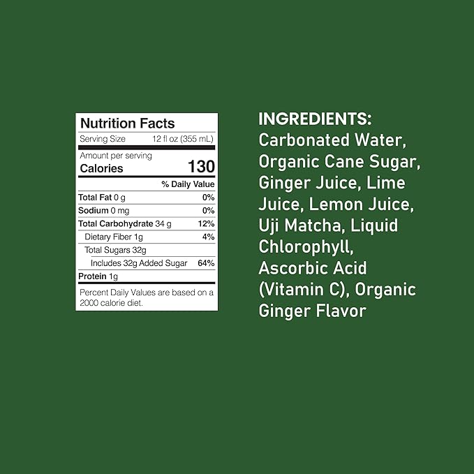 Moshi Sparkling Drinks - Ginger Matcha (12 Bottles)