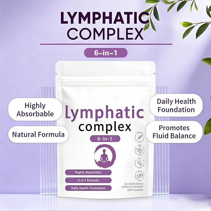 6-in-1 Lymphatic Complex | Lymphatic Support Supplement | DandelionBurdockBromelain Herbal Blend | VeganNon-GMO | Supports Healthy Lymphatic Function &amp Skin Radiance60 Capsules