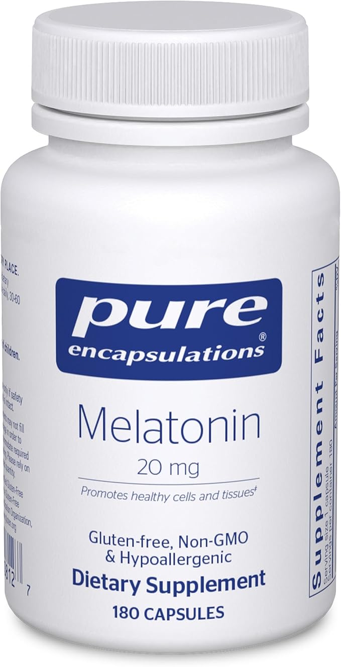Pure Encapsulations Melatonin 20 mg - Not Intended for Sleep Support - for Immune System &amp Healthy Cells - 99.5% Purity Melatonin - Gluten Free &amp Non-GMO - 180 Capsules