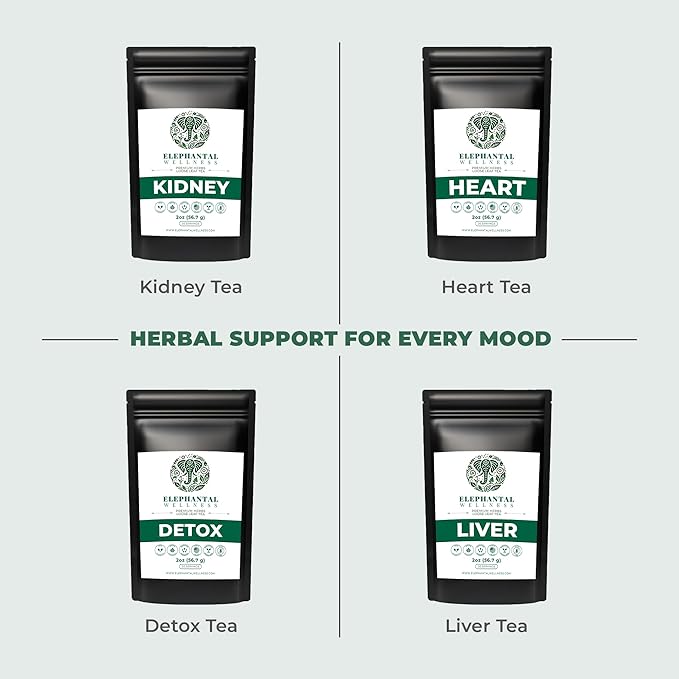 Elephantal Wellness Blood Herbal Tea – Herbal Loose Leaf Tea for Circulation &amp Internal Cleansing Support with Burdock Dandelion Nettle &amp Hawthorn – Caffeine-Free Wellness Tea 2oz 20 Servi