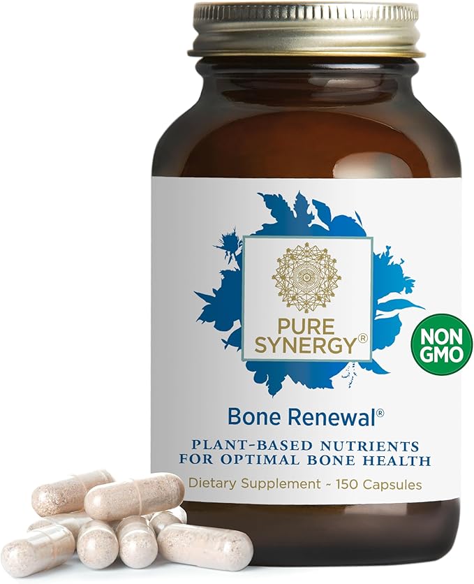 PURE SYNERGY Bone Renewal | Bioavailable Calcium with Cofactors | Natural Vegan Supplement with Vitamin D3 K2 Magnesium &amp Boron | for Lasting Bone Strength (150 Capsules)