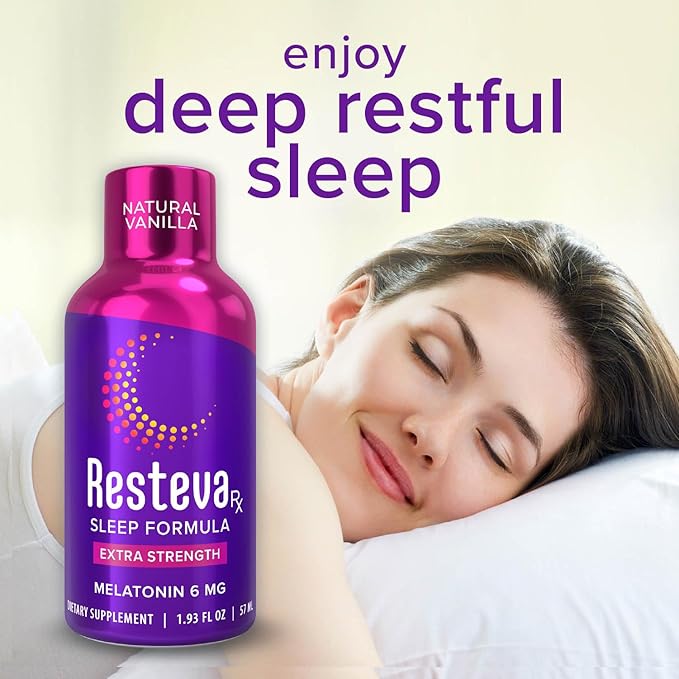 Results RNA Resteva Rx Sleep Aid: Delicious Fast-Acting Liquid Formula. Relaxing Mind &amp Body Promoting deep Sleep. Wake Refreshed with no Grogginess. Naturally sweetened 12 Pack