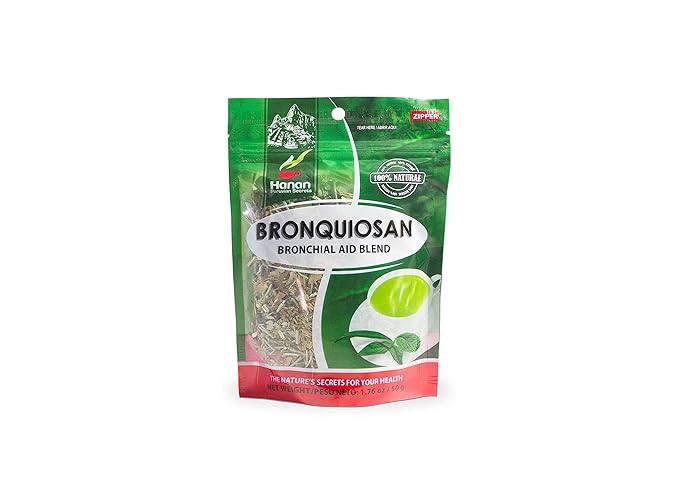 Hanan Peruvian Secrets Bronquiosan Herbal Tea | 100% Natural Bronchial Aid Blend | 1.76oz / 50g | Naturally Aids in Soothing the Throat and Alleviating Seasonal Respiratory Discomfort (3 Pack)