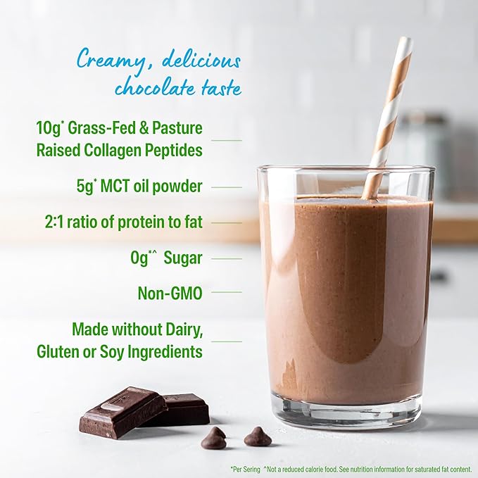 Orgain Keto Collagen Protein Powder Chocolate - 10g Grass Fed Hydrolyzed Collagen Peptides for Women &amp Men Type I &amp III 5g MCT Oil - Hair Skin Nail &amp Joint Support Non-GMO Gluten F