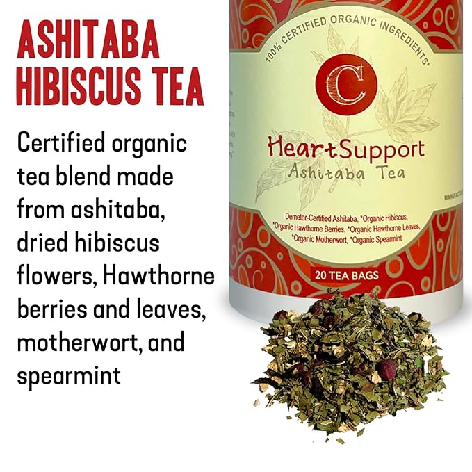 Dr. Cowan’s Garden Organic Ashitaba Hibiscus Tea 20 Tea Bags - Supports Healthy Heart and Blood Pressure Calming Caffeine-Free Herbal Blend for Health and Well-Being Ashitaba Herbs Grown in the USA