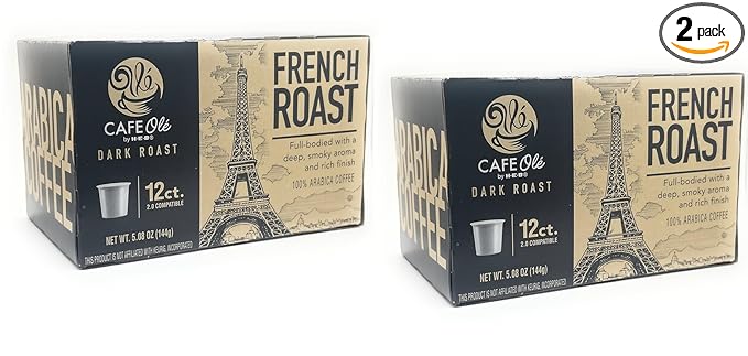 Cafe Ole HEB Single Serve Coffee Pods 12 count - 2 boxes (French Roast)