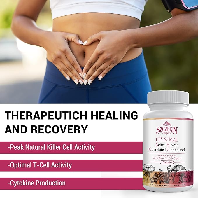 1500mg Liposomal Active Hexose Correlated Supplement720 Soft Gels Beta-Glucans with Natural Mushroom Extract Immune System Liver Function Maintain T-Cell &amp Killer Cell Activity