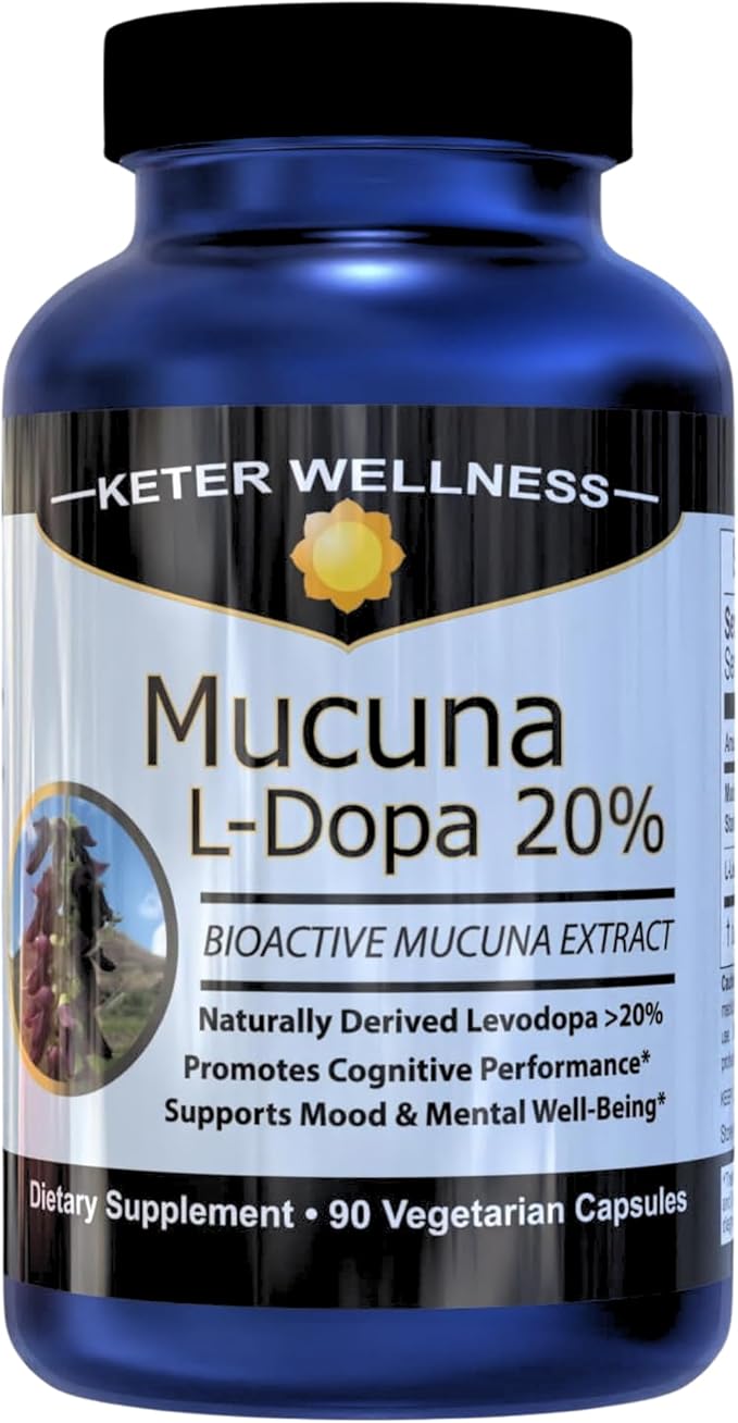 Mucuna Pruriens 20% L-Dopa – Standardized Velvet Bean Extract for Natural Dopamine Focus &amp Mood Support – Pure 8:1 Concentrated Herbal Supplement – Vegan Non-GMO 90 Capsules