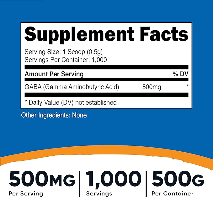 Nutricost Pure GABA (Gamma Aminobutyric Acid) Powder (500 Grams/1.1 pounds) (3 Pack)