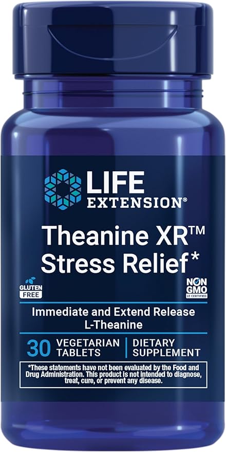 Life Extension Theanine XR™ Stress Relief – L-Theanine – Promotes a Calm Response to Daytime Stress – Non-GMO Gluten-Free Vegetarian – 30 Tablets