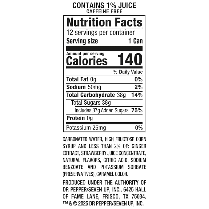 Canada Dry Fruit Splash Strawberry Ginger Ale Soda 12 fl oz cans 12 pack