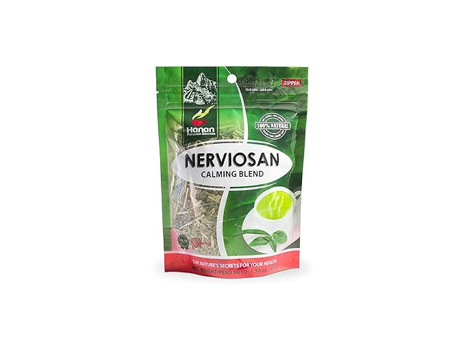 Hanan Peruvian Secrets Nerviosan Herbal Tea | 100% Natural Calming Blend | 1.76oz / 50g | Naturally Aids in Relieving Occasional Stress and Tension | Safely Promotes Relaxation - 3 Pack