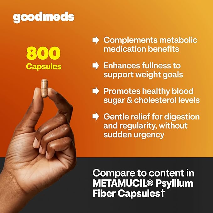 Psyllium Husk Fiber 520mg Capsules Supplement Soluble Dietary Colon Support for Women and Men Restore Digestive Regularity and Balance (800 Count)