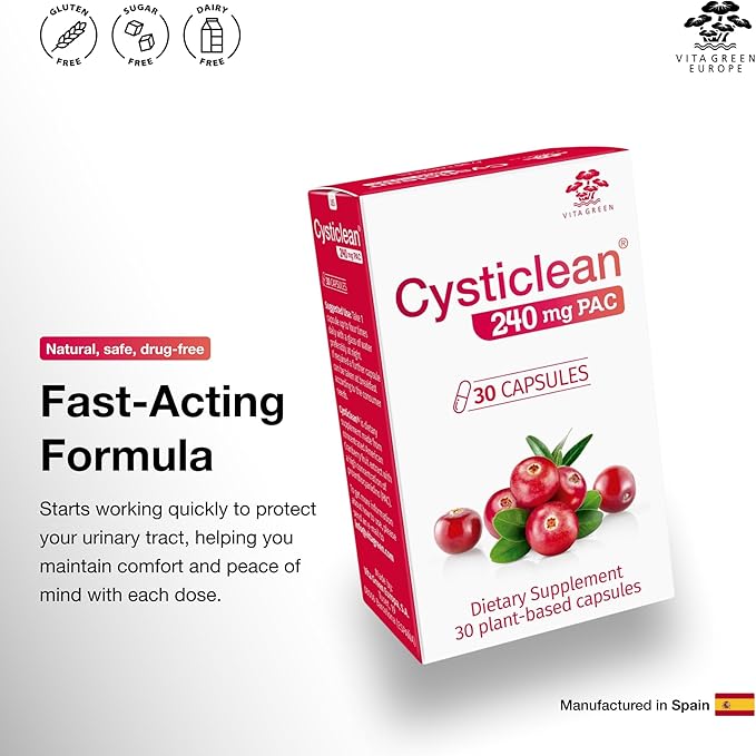 Cysticlean Cranberry PAC Supplement – 240 mg PAC Sugar-Free – Urinary Tract Infection Support – Most Effective Cranberry Pills for Cystitis &amp Interstitial Cystitis Relief