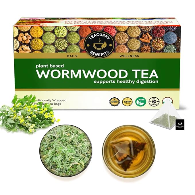 Teacurry Wormwood Tea (30 Tea Bags 1 Month Pack) - Artemisia Leaves - Mugwort Leaves - Himalayan Grown Leaves