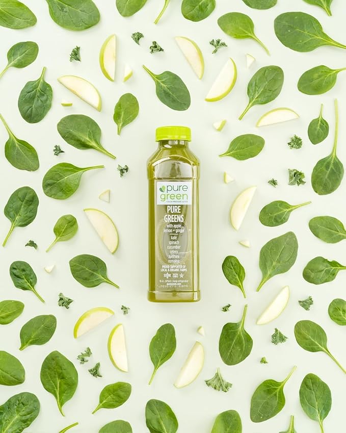Pure Green Cold Pressed Juice - Performance Pack - Fresh Functional Blend Natural Gluten Free Non-GMO No Artificial Colors or Flavors - Made from Real Fruits &amp Veggies (12 Pack)