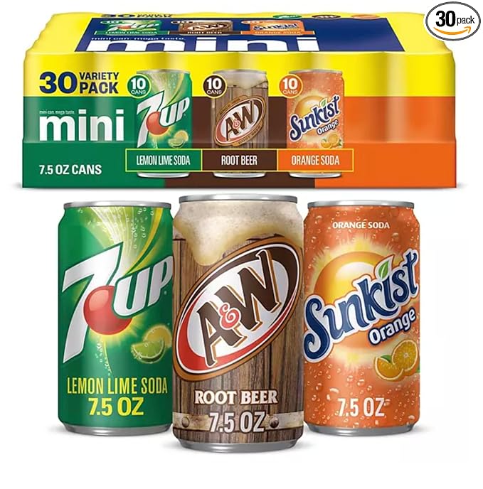 Valpa 7UP A&ampW Root Beer and Sunkist Variety Pack (7.5 fl. oz. 30 pk.)