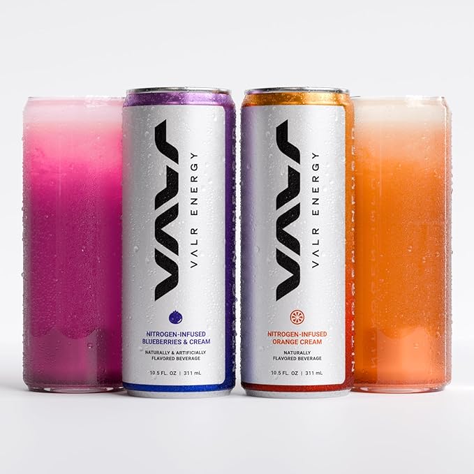 VALR Energy | Nitrogen-Infused Energy Drink | 175mg Natural Caffeine from Green Tea | Pre-Workout Performance with Amino Acids &amp Antioxidants | Gluten-Free &amp Vegan | (10.5 FL. OZ. ) (10.5 FL.