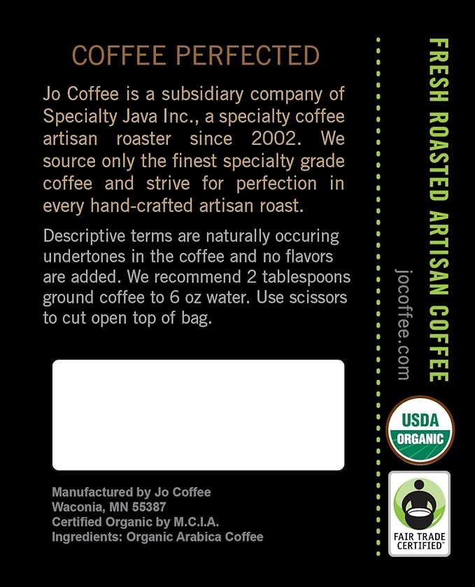 FARMERS MARKET JO: 2 lb Organic Ground Coffee Lighter Roast USDA Certified Organic Fair Trade Certified Kosher Soft Velvet Feel 100% Arabica Specialty Coffee Non-GMO Gluten Free by Jo Coffee®