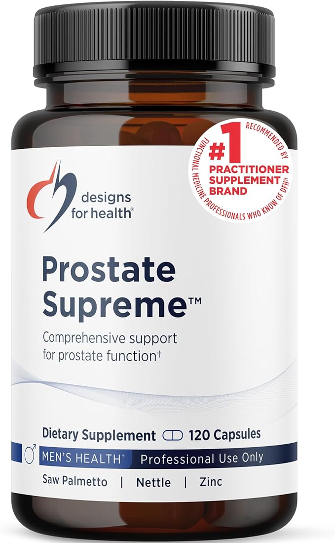 Designs for Health Saw Palmetto Prostate Supplement for Men - Prostate Supreme with Saw Palmetto DIM Vitamins Nettle Zinc + Chrysin - Non-GMO Soy Free (120 Capsules)
