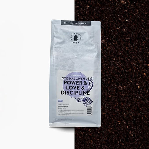 2 Timothy 1:7 Decaf Ground Coffee – Medium Dark Roast 12oz Bag – Bold Naturally Decaffeinated &amp Smooth – Ethically Sourced Arabica Beans – Freshly Roasted in Texas – Supports Clean Water Initiat
