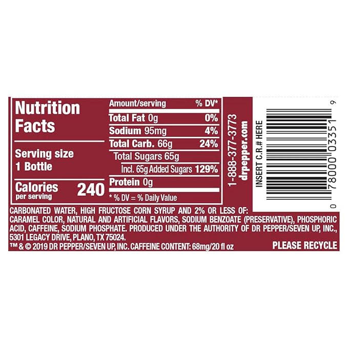 Dr Pepper Cream Soda 20 oz 24 Pack