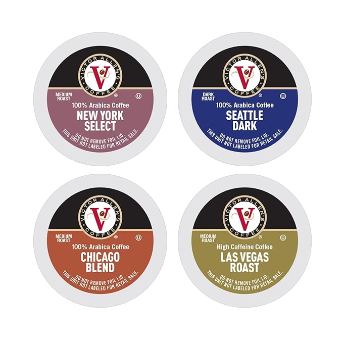 Victor Allen's Coffee Across America Variety Pack (Seattle Dark New York Select Chicago Blend Las Vegas Roast) 96 Count Single Serve Coffee Pods for Keurig K-Cup Brewers