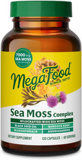 MegaFood Sea Moss Complex - Irish Sea Moss 7000mg Per Serving Plus Black Seed Oil Burdock Root Bladderwrack &amp Ashwagandha - Vegan Gut Health &amp Immune Support Supplement 120 Capsules 60 Ser