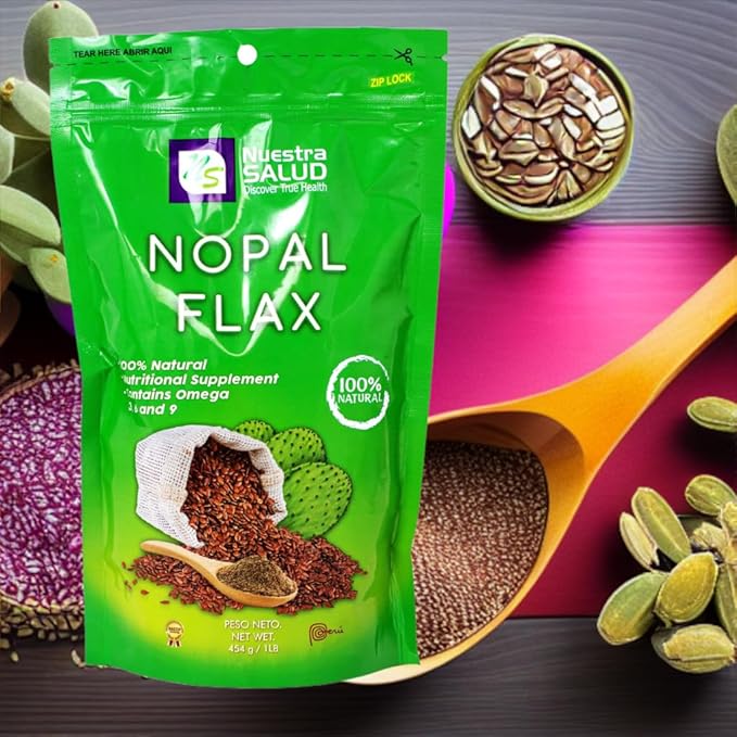 Nuestra NS Salud Nopal Flax Plus Milled Flaxseed Value Pack (6 Units/ 6LB) Colon Cleanse &amp Constipation
