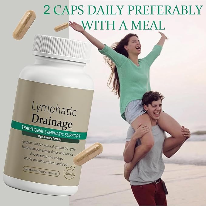 Lymphatic Drainage Capsules – Natural Herbal Blend with Dandelion Burdock Kelp &amp Echinacea – Supports Circulation &amp Fluid Balance