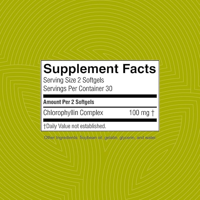 Nature's Sunshine Chlorophyll 60 Softgel Capsules: Support Digestion Immunity &amp Detoxification with Internal Deodorant Benefits. Easy-to-Swallow Capsules Promote Overall Well-Being &amp Energy