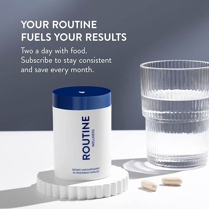 Routine Wellness Hair Growth Supplement – CLINICALLY Tested Thicker Fuller-Looking Hair Support with Biotin &amp Key Nutrients Vegetarian &amp Gluten-Free Vitamins - 1 Bottle 30 Day Supply