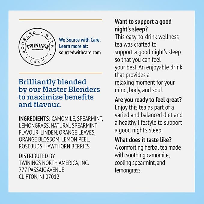 Twinings Nightly Calm Herbal Tea K-Cup Pods for Keurig - Sleep Tea Bedtime Caffeine-Free Tea Blend Soothing Chamomile Relaxing Spearmint Subtle Lemongrass Flavor 12 Count (Pack of 2)