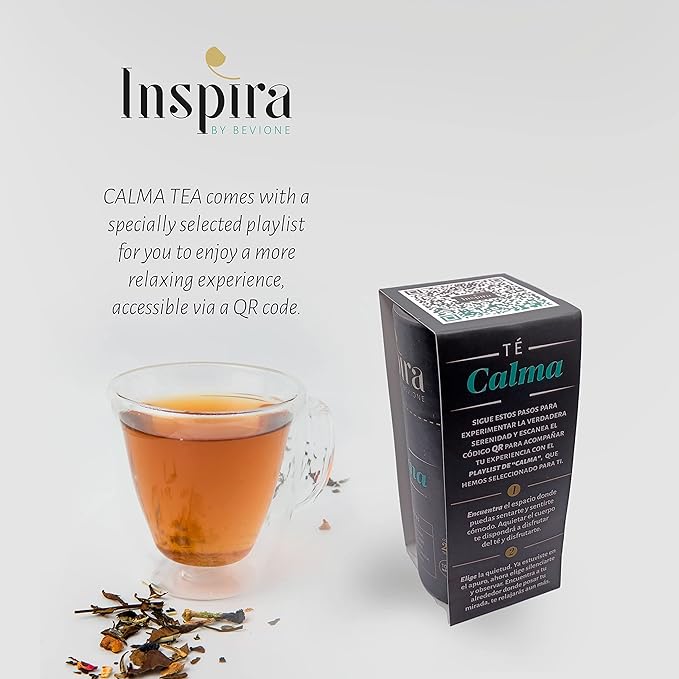 INSPIRA by BEVIONE Loose Leaf Tea – Calming Tea with Pu-erh Turmeric Ginger Lemongrass Herbal Tea for Relaxation Stress-Relief Mood and Sleep - Te Calma by Julio Bevione